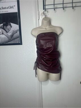 Fashion Nova Burgundy Faux Leather Top